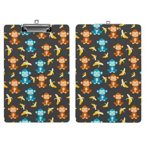 Thick Acrylic Clipboard for Office and Warehouse Durable Clipboard That Totally Holds US Letter or A4 Papers Hanging Hole Clear Desk Organizer for Notes, Sketches, and Everyday Work Banana Theme, monkey print clipboard with metal clip