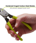 Heavy Duty Cable Cutters Forged In Hardened Carbon Steel Wire Cutter Eats Through Copper And Aluminum Up To 1/0 AWG Without Marring Delivers Crisp Clean Cuts Job Site Ready For Rough Crews Who Value An Insanely Comfortable Grip Over Long Shifts in hand showing precision designed power notch.