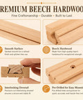 Premium Beech Wood Drawer Slides 6 Pack 17 Inch Undermount Glides Smooth As Silk Center Mount Rail showcasing smooth surface and dovetail.