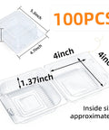 100 Count Clear Thickened Plastic Food Containers With Lids Clamshell Takeout Boxes dimensions shown in diagram