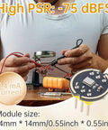 Person soldering electronic circuit with image of 5 Pack INMP441 Omnidirectional MEMS Microphone Module Plug And Play With I2S Digital Interface 24 Bit High Precision Low Power For ESP32 DIY Builds Includes 40 Pin Female To Female Jumper Cable.