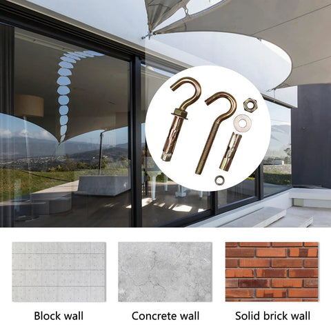 Concrete Wall Hooks Set Of Four With Expansion Anchor And Eye Bolt Heavy Duty Open Cup Hooks For Brick Walls And Cement Ceilings