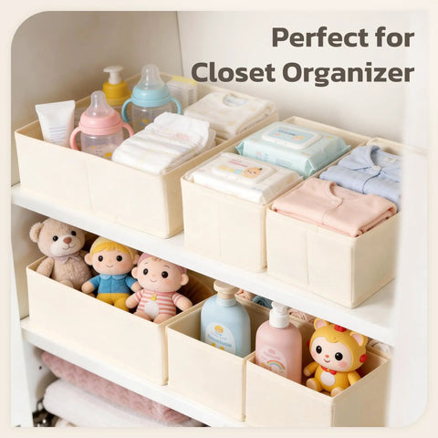 24 Pack Beige Drawer Organizers Zero Drama Storage Setup Foldable Closet Dividers Sort Socks And Basics Quick Now Reinforced Fabric with baby items.