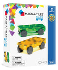 Cars Magnetic Building Set Green And Yellow 2 Piece Chassis For Kids Build Cars Trucks And Trains Reusable Box Converts To Ramp For Extra Fun Encourages Creative Play And Spatial Skills.