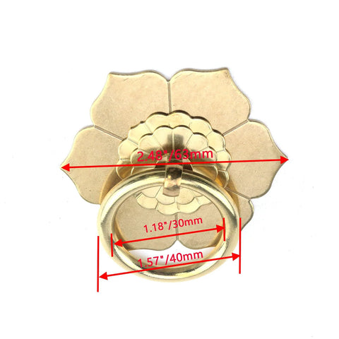 Vintage Style Gold Lotus Flower Ring Drawer Pulls 2 Pack For Cabinets And Dressers Copper Anti Rust Hardware 63mm 30mm