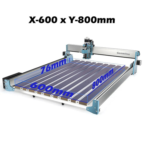 Aluminum And MDF Hybrid Spoilboard For 4040 Reno CNC Router Kit, expanded 600x800mm work surface with XY axis extension shown