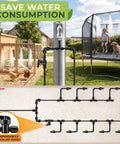 Outdoor Misting System For Patio Cooling, 33 Ft Fine Mist Mister Kit With Flexible Rod Nozzles in a backyard setup.