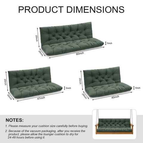 Product dimensions for Outdoor Porch Swing Cushions For 3 Seater With Backrest Splash Proof Outdoor Polyester Fabric