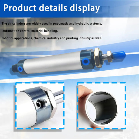 Mini Pneumatic Cylinder MAL 25x150 Double Acting Aluminum Body With Single Rod displayed on blue background