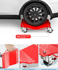 Heavy Duty Wheel Dolly Set Of 4 6000Lbs Capacity Automotive Moving Platform with tire on reinforced dolly.