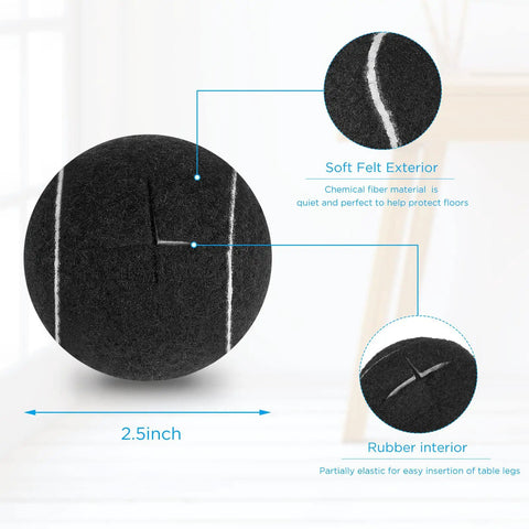 Rock Solid Precut Tennis Ball Grips 60 Piece Set For Walker Rollator And Chair 2.5 inch black rubber glide with soft felt exterior.