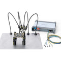 Hands Free PCB Probe Kit With Four SP10 Probes And Test Wires For Fine Pitch Components No Soldering Required setup on a metal base
