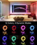 Rgb Led Strip Lights With Motion Sensor And Timer, Color Changing Led Tape For Bed Stairs Shelf Desk And Cabinets, 12 Static Colors Plus 4 Dynamic Modes in a modern living room setup with TV accent lighting.