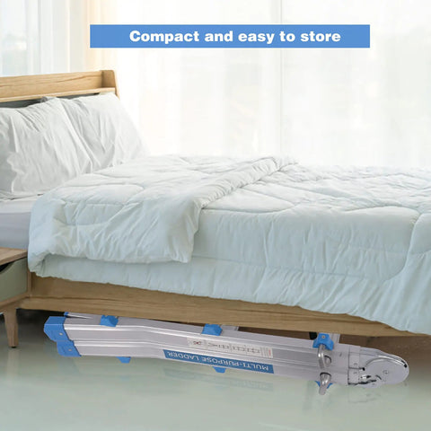 10ft A Frame Folding Ladder For Home And DIY under bed storage in bedroom, lightweight silver aluminum