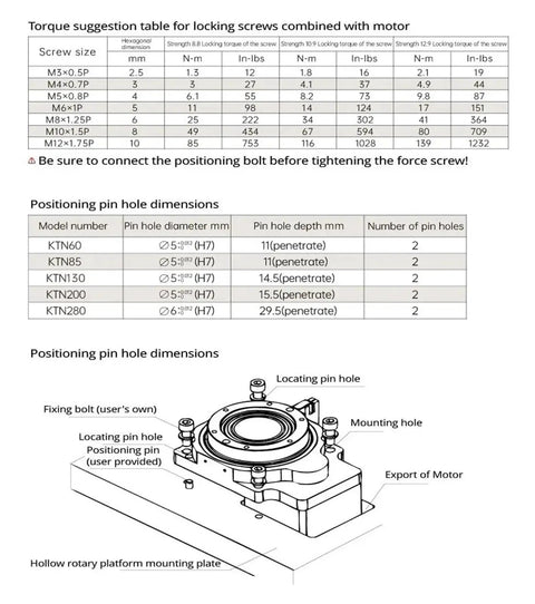 200mm Hollow Rotating Platform With 10:1 Speed Reducer Smooth Operator 360 Degree Round Table torque and pin dimensions chart