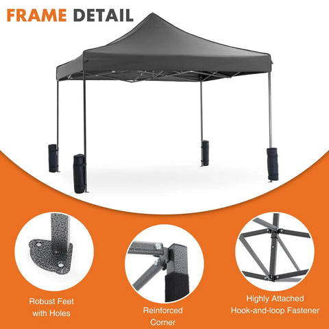 10x10 Ft Pop Up Canopy Tent With Sand Bags Easy Up Instant Shelter For Camping Parties Beach Patio And Backyard Events