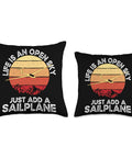 Glider Pilot Enthusiast Throw Pillow For Sailplane Lovers Soaring Adventurer Home Decor Cushion Celebrating Flying Aviation Passion Gearhead Vibe For Aviation Fans And Sailplane Aficionados with sunset design and text "Life is an Open Sky, Just Add a Sailplane”