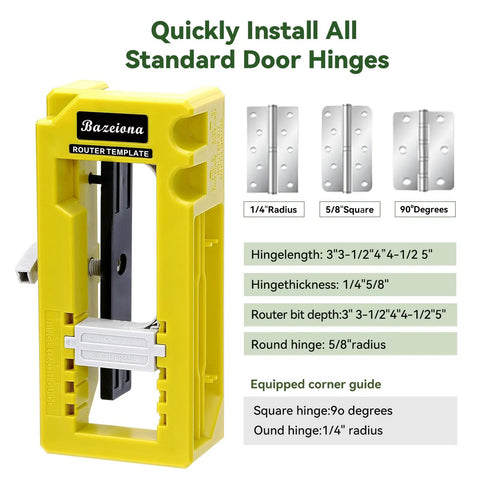 No Sweat Door Hinge Jig And Router Mortiser Guide With Grippy Silicone Base for standard door hinges and router depths.