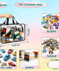 6 Pack Large Clear Toy Storage Bags With Double Zippers Travel Organizer Pouch Waterproof PVC With Handles for blocks
