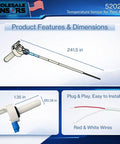 Replacement Temperature Sensor With 20Ft Cable For Pool And Spa Systems 10k Ohm Thermistor Direct OEM Replacement Cross Reference