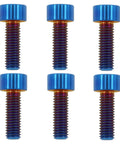 Six burnt-blue titanium bolts with hex socket heads, M5x15, corrosion-resistant for bike, motorcycle, and marine use
