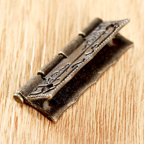 Antique Bronze Small Hinges Set 2 Pcs Engraved Decorative Hinges For Wooden Boxes Jewelry Boxes Dollhouses Gift Boxes Toy Chests