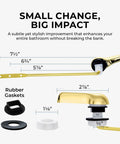 Polished Brass Front Mount Toilet Handle Replacement Kit With Universal Flush Lever Fits Most Front Mount Toilet Tanks Easy Install No Tools Required Today, showing handle and gaskets.