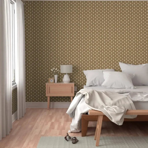 Premium Moroccan Wallpaper Roll With Matte Linen Texture And Hella Durable Non Toxic Finish For Busy Spaces in a cozy bedroom setting.