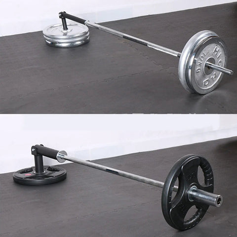 Landmine Attachment For 1 Inch Or 2 Inch Barbell All Steel Powerlifting Platform Access For Home Gym With 360 Degree Pivot Lets You Do Smooth Landmine Presses Rows Deadlifts And Push Jerks Heavy Duty Build with weighted barbell on floor