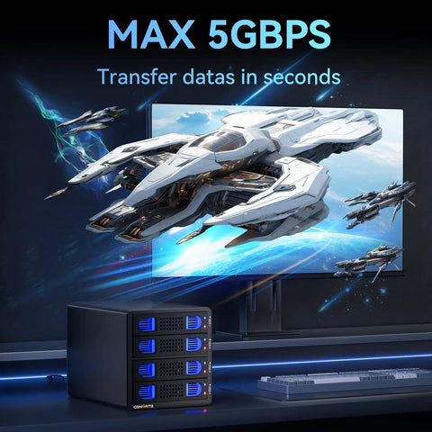 No Fuss Dual Bay External Hard Drive Enclosure For 2.5 And 3.5 Inch SATA HDD And SSD With USB Type A And C 3.0, data transfer with display.