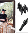 Archer with bow and 100 Grain Archery Field Points Screw In For Five Sixteenth Inch Arrows on a split image