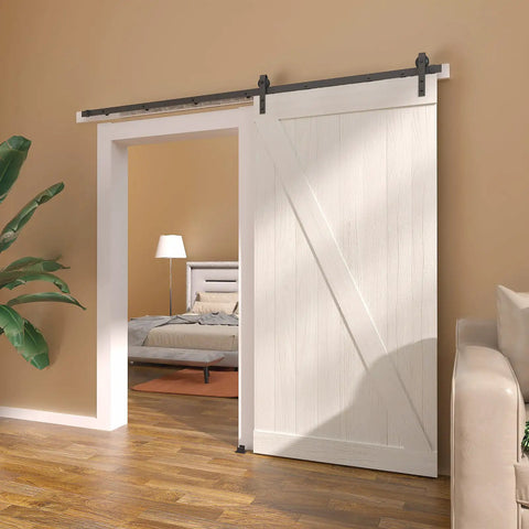 8 Ft Barn Door Hardware Kit No Fuss Easy Install Smooth Quiet Sliding Single Door Track For Low Ceiling Rooms