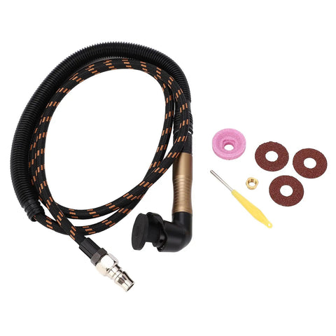 Badass Pneumatic Pencil Die Grinder 23500 RPM Tungsten Alloy Gear Air Tool with hose and polishing accessories.