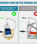 Comparison of 8cc Per Stroke Transmission Fluid Pump Kit compatibility with 28mm and 38mm bottle openings