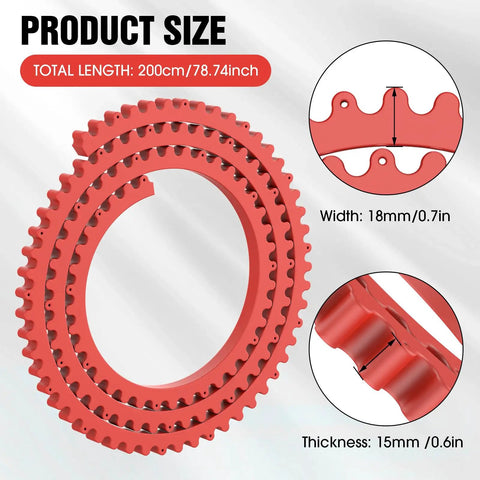 Flexible Router Template 78 Inch Plastic Edge Guide Kit showing product size details, red polymer material for woodworking.