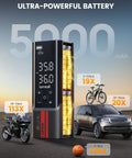 Portable Car Tire Inflator Air Compressor 150 PSI Cordless Quick Inflate With Gauge 4X Faster Inflation Showing Battery Life