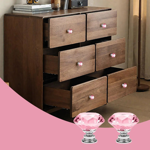12 Pack Vibrant Pink Crystal Drawer Knobs Smooth Diamond Polish Tough Aluminum Core Fast Install Cabinet Swap For That Fresh Dresser Glow Up Modern Home Decor Built Different Style