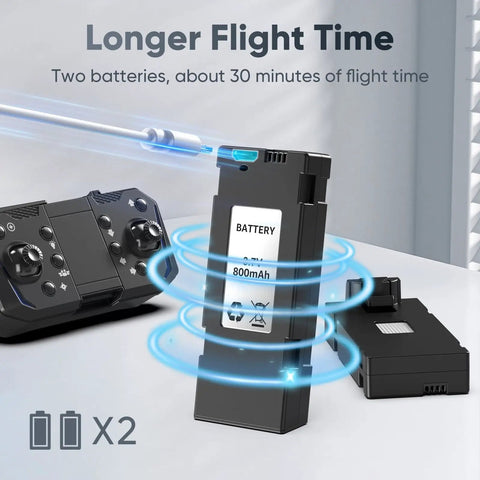 Remote controller and two batteries for Foldable 1080P Camera Drone for Beginners and Kids Real Time FPV One Key Start Gesture Selfie 3D Flips