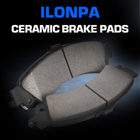 ILONPA ceramic brake pads set, 4 pcs with hardware, automotive brake components