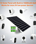 Heavy Duty 9W Solar Panel With Built In 15600 Mah Battery Reserve Set Up For Wireless Security Cameras And Outdoor Gear