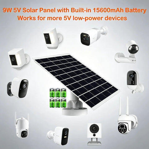 Heavy Duty 9W Solar Panel With Built In 15600 Mah Battery Reserve Set Up For Wireless Security Cameras And Outdoor Gear