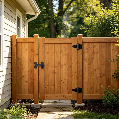 Heavy Duty Stainless Steel Gate Latch Lock Set For Outdoor Fences And Gates Black Hardware For Barn Shed Garage Yard Farm Gate Security Built To Last All Weather Rustproof Easy Install on wooden yard gate