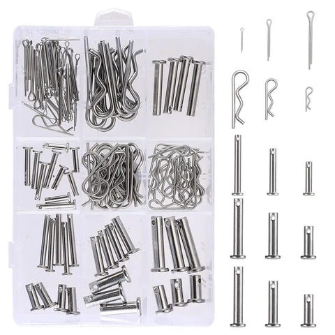 122 Piece Clevis And Cotter Pin Kit Stainless Steel Fastener Set With M6 M8 Clevis Pins and M1.5 M2 M3 Cotter Clips