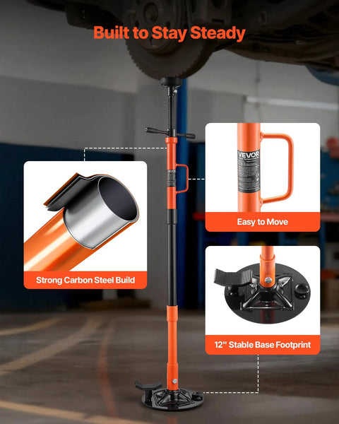 Legit Heavy Duty Underhoist Support Stand With Adjustable Height And Smooth Bearing Handle For 2204 Lb Rides shown with strong carbon steel material and stable base.