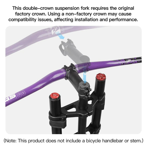 Fat Bike Suspension Fork For 20 Inch MTB With 4.0 Tire Snow Beach Dual Shoulder Fat Fork 130mm Travel Straight One And One Eighth Steerer QR 9mm Axle 7075 Aluminum Alloy Upgraded Lightweight Black shown installed
