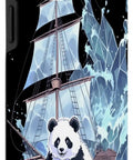 Ice Sailing Panda Bear Yacht Case For 15 Plus Phone, showing panda on yacht with icy waves, winter sports inspired design