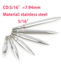 Screw in archery field points set stainless steel target tips in 5/16 inch diameter, precision machined for straight flight