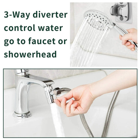 Sink Hose Shower Sprayer Attachment With Five Adapters for Bathroom Bathtub Kitchen Utility Laundry Tub Garden Hose Thread Spout