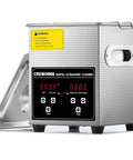 Professional 2 Liter Ultrasonic Jewelry Cleaner With 40 KHZ Frequency 100 Watt Heater Digital Timer showing digital controls and stainless steel body.