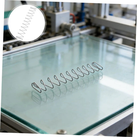 Two Pack Industrial Trapezoidal Flat Compression Springs 1x9.5x35x160mm on machinery glass surface